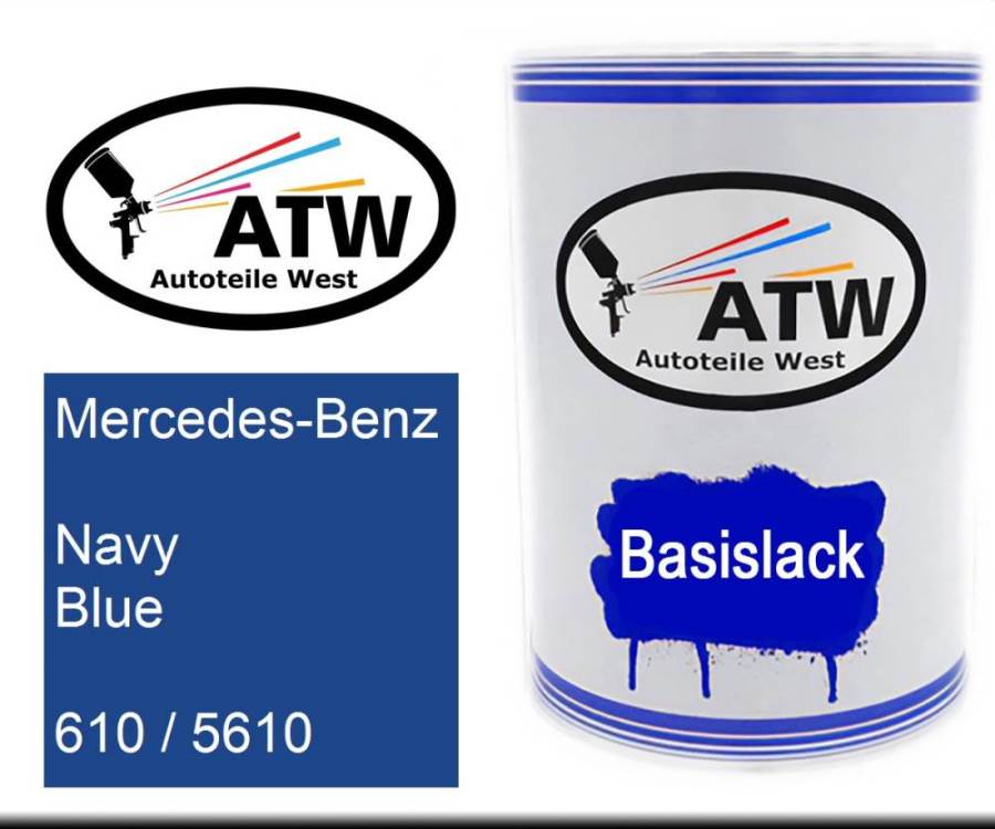 Mercedes-Benz, Navy Blue, 610 / 5610: 500ml Lackdose, von ATW Autoteile West.